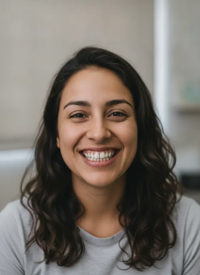 Ilustración de sonrisa con dientes frontales apiñados antes de un tratamiento de ortodoncia